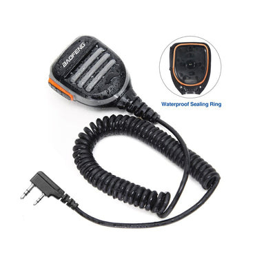 [CLEARANCE] BaoFeng 2 Pin Walkie-Talkie Rainproof Push-To-Talk Speaker Microphone for UV-5R, UV5RA, F8, UV-82, DM-5R Plus, BF-888, BF-888s, Retevis, Kenwood Radio with Anti-Noise Mic