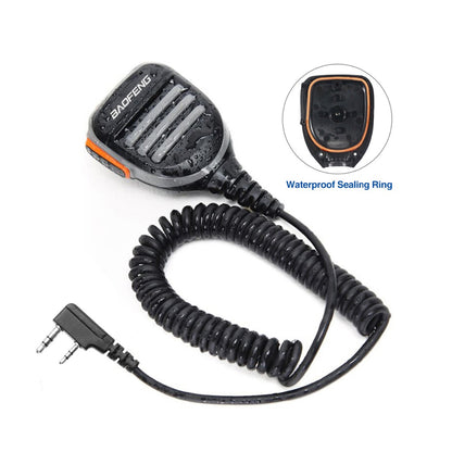 [CLEARANCE] BaoFeng 2 Pin Walkie-Talkie Rainproof Push-To-Talk Speaker Microphone for UV-5R, UV5RA, F8, UV-82, DM-5R Plus, BF-888, BF-888s, Retevis, Kenwood Radio with Anti-Noise Mic