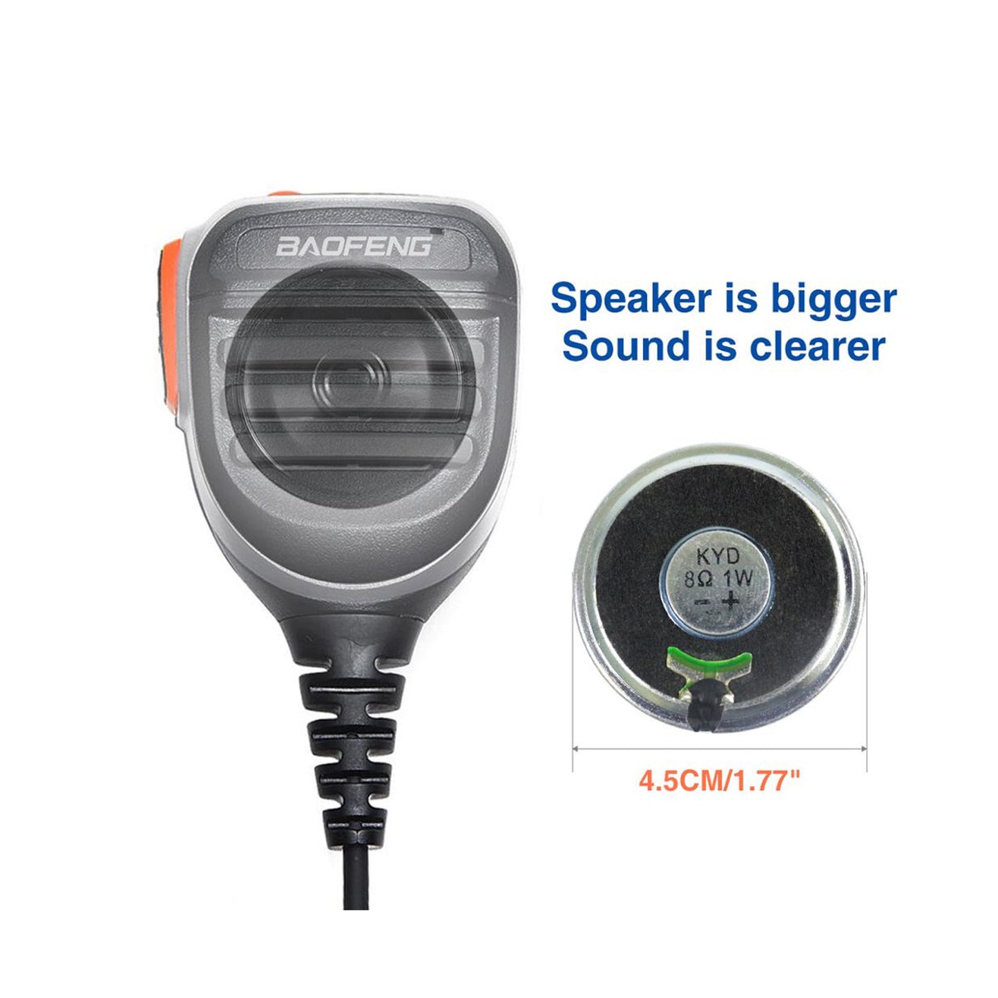 BaoFeng 2 Pin Walkie-Talkie Rainproof Push-To-Talk Speaker Microphone for UV-5R, UV5RA, F8, UV-82, DM-5R Plus, BF-888, BF-888s, Retevis, Kenwood Radio with Anti-Noise Mic