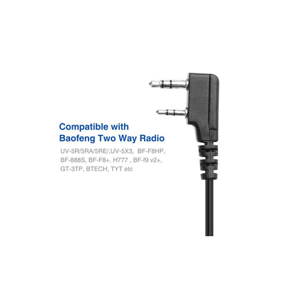 [CLEARANCE] BaoFeng 2 Pin Walkie-Talkie Rainproof Push-To-Talk Speaker Microphone for UV-5R, UV5RA, F8, UV-82, DM-5R Plus, BF-888, BF-888s, Retevis, Kenwood Radio with Anti-Noise Mic