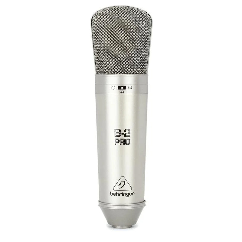 Behringer B-2 Pro Gold-Sputtered Large 1" Dual-Diaphragm Studio Condenser Microphone with Cardioid Omni-directional Pattern, Switchable 10dB Pad, Shockmount & Windscreen Included, 20Hz to 20kHz Frequency Response, XLR, 48V Phantom Power