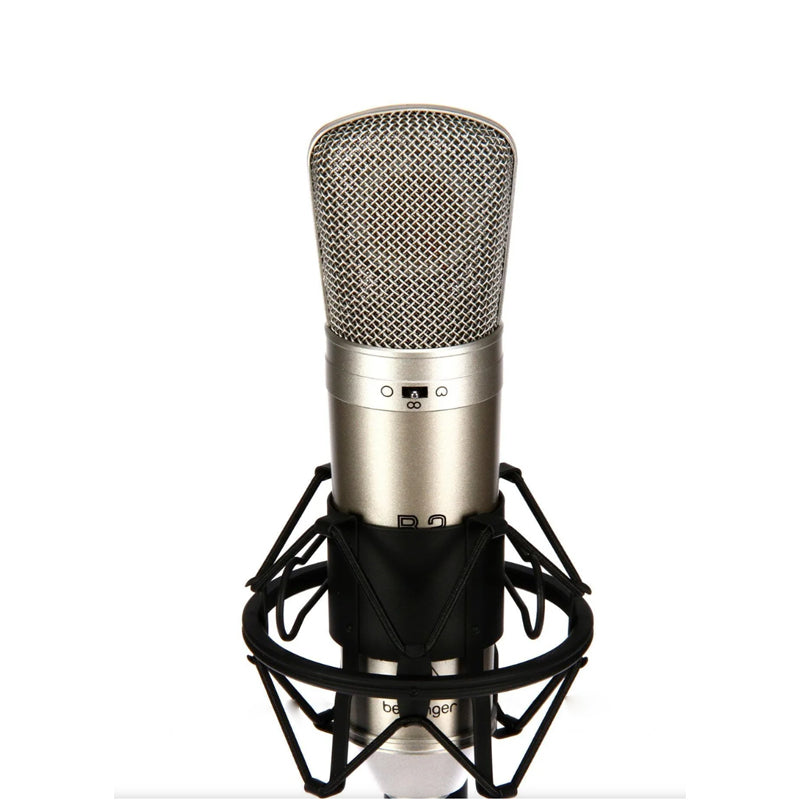 Behringer B-2 Pro Gold-Sputtered Large 1" Dual-Diaphragm Studio Condenser Microphone with Cardioid Omni-directional Pattern, Switchable 10dB Pad, Shockmount & Windscreen Included, 20Hz to 20kHz Frequency Response, XLR, 48V Phantom Power