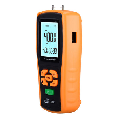 Benetech GM522 Digital Pressure Guage Manometer (Battery Included) with Data Logging Function, 100kPa Kilopascal Measuring Range, USB-A Output