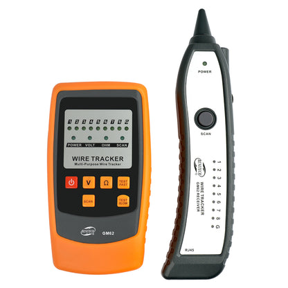 BENETECH GM62 Portable Multi-Purpose Wire Tracker up to 1km Sigl Distance with Coaxial & BNC Cables and Network Cable Tester RJ11/RJ45 for Line Scanning, Telephones, Ethernets, TV and Video Sigls