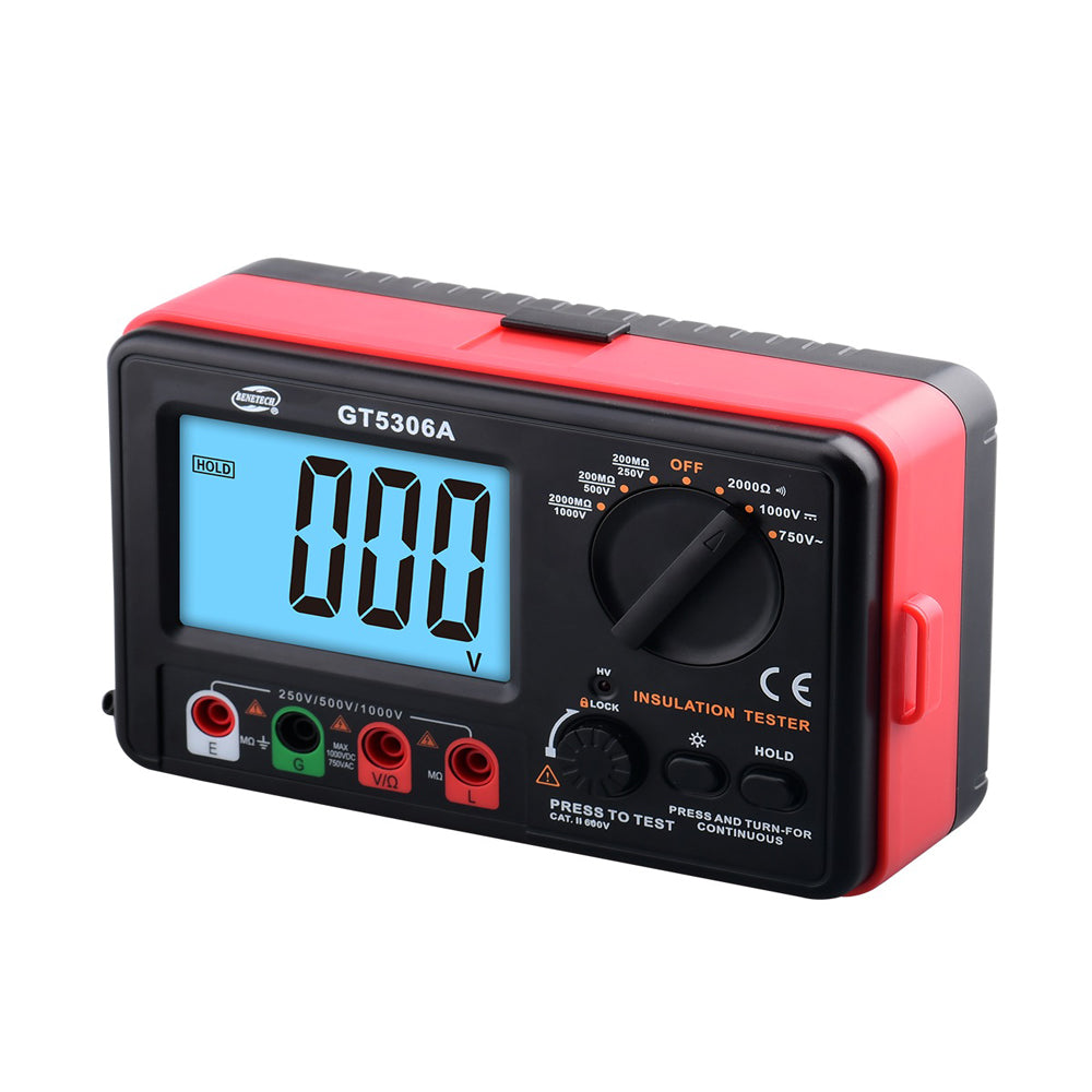 Benetech GT5306A Insulation and Continuity Tester (Battery Included) with Electrical Multimeter, Testing Probes & Leads for Wire Resistance, Circuit Conductor, Motor Windings, Electrical Components