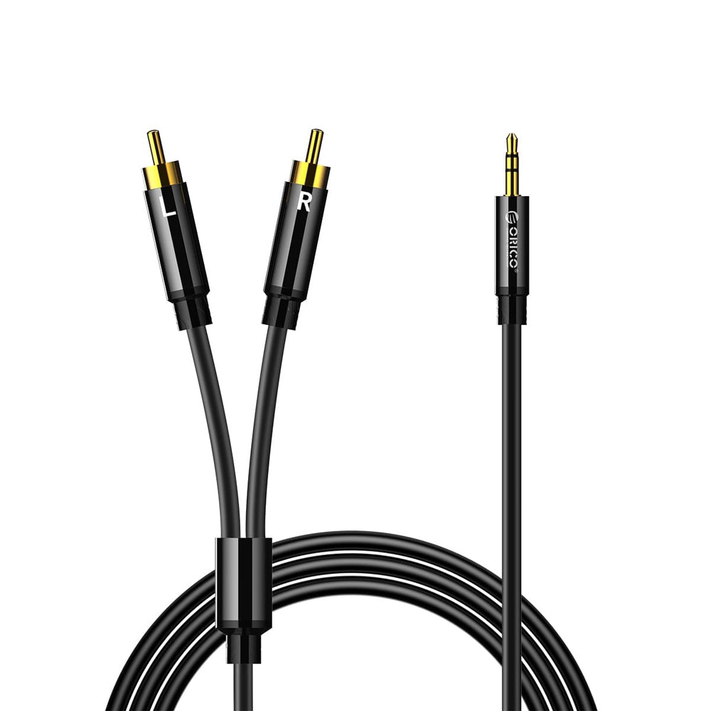 ORICO 1m / 1.5m / 2m / 3m / 5m (AXRM) 3.5mm Audio Adapter Cable to Dual RCA Male to Male Cable Gold Plated with Silicon Outer Layer for Smartphones, Laptops, Tablets & Computers to Speakers, TV, Sound Card, Stereo Systems and Amplifiers