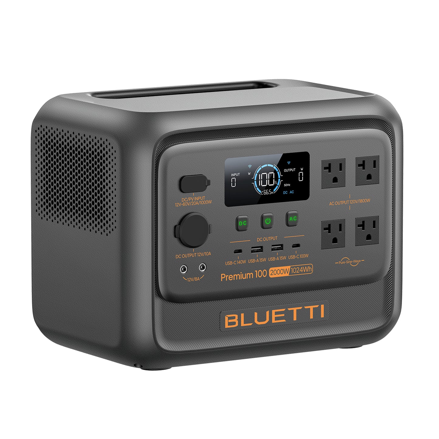BLUETTI Premium 100 V2 2000W 1024Wh LiFePO4 Portable Power Station Emergency Supply