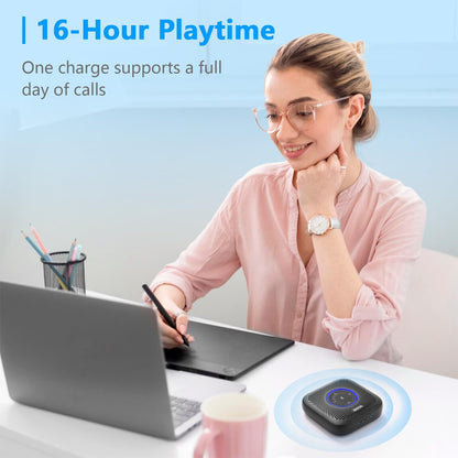 BOYA BLOBBY PRO Bluetooth Conference Speaker Microphone with up to 16Hrs Battery Life, 3.5mm TRS Audio Connectivity, 4-Element Mic Array for 360 Degrees Voice Pickup, Touch Panel for Mute/Calls/Volume, Real Time Monitoring for Meetings