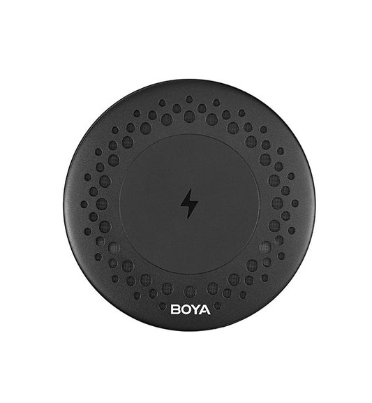 BOYA Blobby Portable USB Condenser Omnidirectional Conference Microphone with 5W Smartphone Wireless Charger, Mic Max 3 Meters Range with 360 Degree Sound Pickup, Mic Mute / Unmute Button w/ Real Time Monitoring for Meetings, Interviews