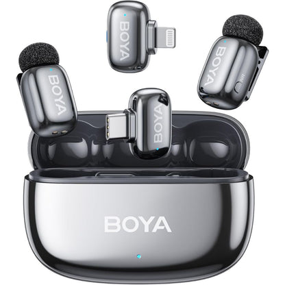 BOYA Mini 2 Wireless Lavalier Mic with Lightning / USB-C, AI Noise Cancel, 48kHz, 30H Battery