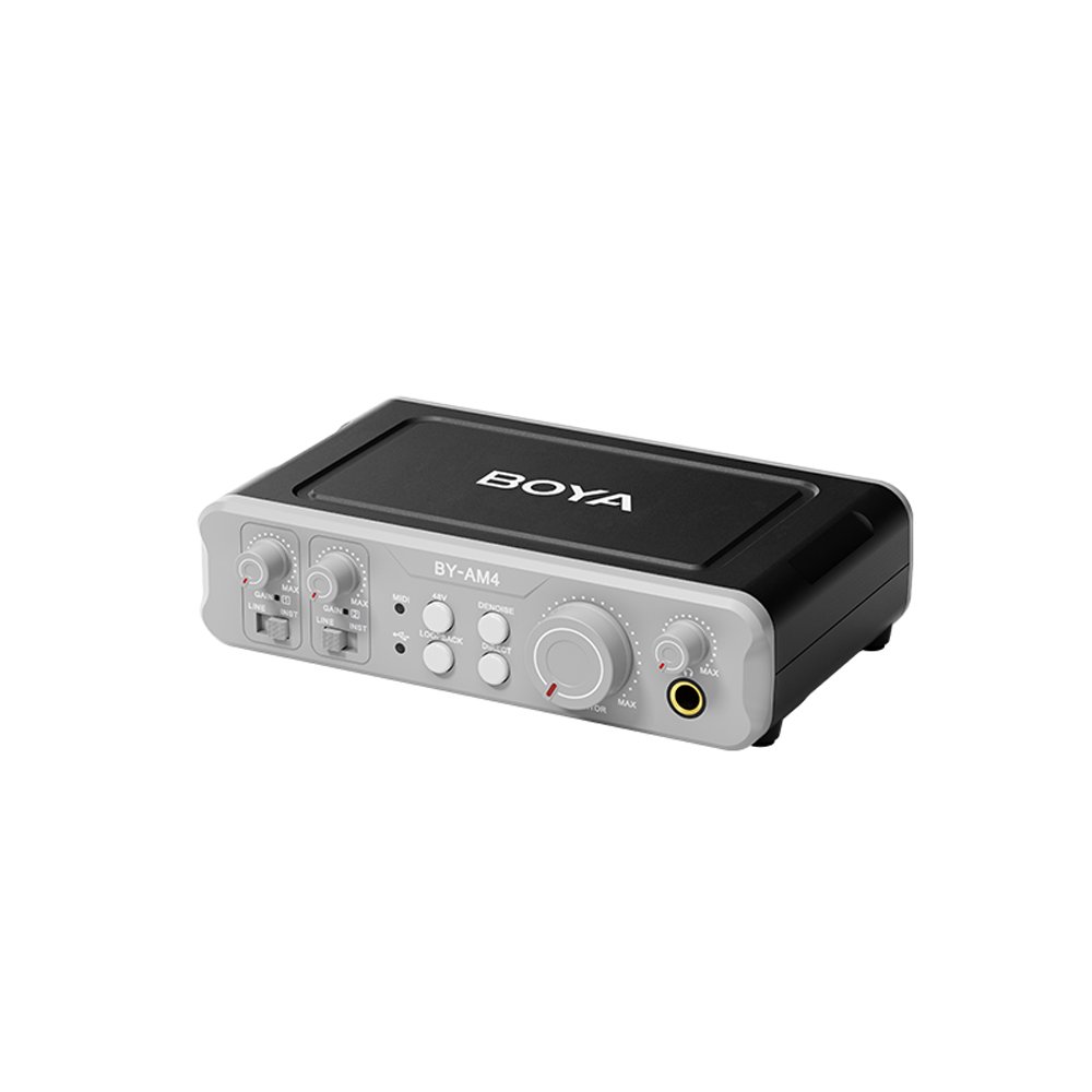 Boya BY-AM4 Dual Channel Audio Mixer USB Audio Interface Professional Sound Card for Dynamic/Condenser XLR Mics