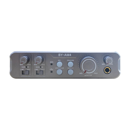 [CLEARANCE] Boya BY-AM4 Dual Channel Audio Mixer USB Audio Interface Professional Sound Card for Dynamic/Condenser XLR Mics