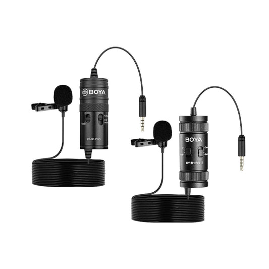 Boya BY-M1 Pro / BY-M1 Pro II Universal Lavalier Condenser Microphone with Clip-On, 3.5mm TRRS Jack Connector and Manual Noise Reduction for Smartphones, Cameras, TikTok, Vlogging, Podcasting, Recording, Computer