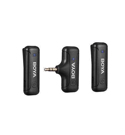 BOYA BY-WM3T-U2 2 Person 2.4GHz Dual Channel USB Type-C Wireless Omnidirectional Microphone System with Noise Cancellation, Bypass Charging, 100m Max Range, Plug and Play For Vlogging and interviews