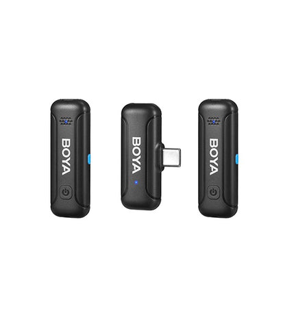 BOYA BY-WM3T-U2 2 Person 2.4GHz Dual Channel USB Type-C Wireless Omnidirectional Microphone System with Noise Cancellation, Bypass Charging, 100m Max Range, Plug and Play For Vlogging and interviews
