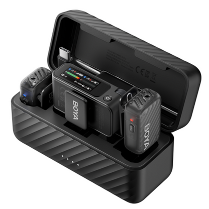 BOYA BOYAMIC 2 AI-Powered Wireless Mini Microphone Lapel with True Noise Cancellation, 32-bit Onboard Recording, AMOLED Touchscreen & Multi-Device Support for Vlogging, Live Broadcast and Interview
