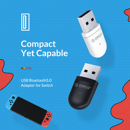 [CLEARANCE] ORICO Bluetooth 5.0 Extender Dongle Adapter Fast Pairing with 20M Max Distance and 3Mbps Transfer Rate for Wireless Connection Plug & Play for Speaker Controller - White | BTA-SW01