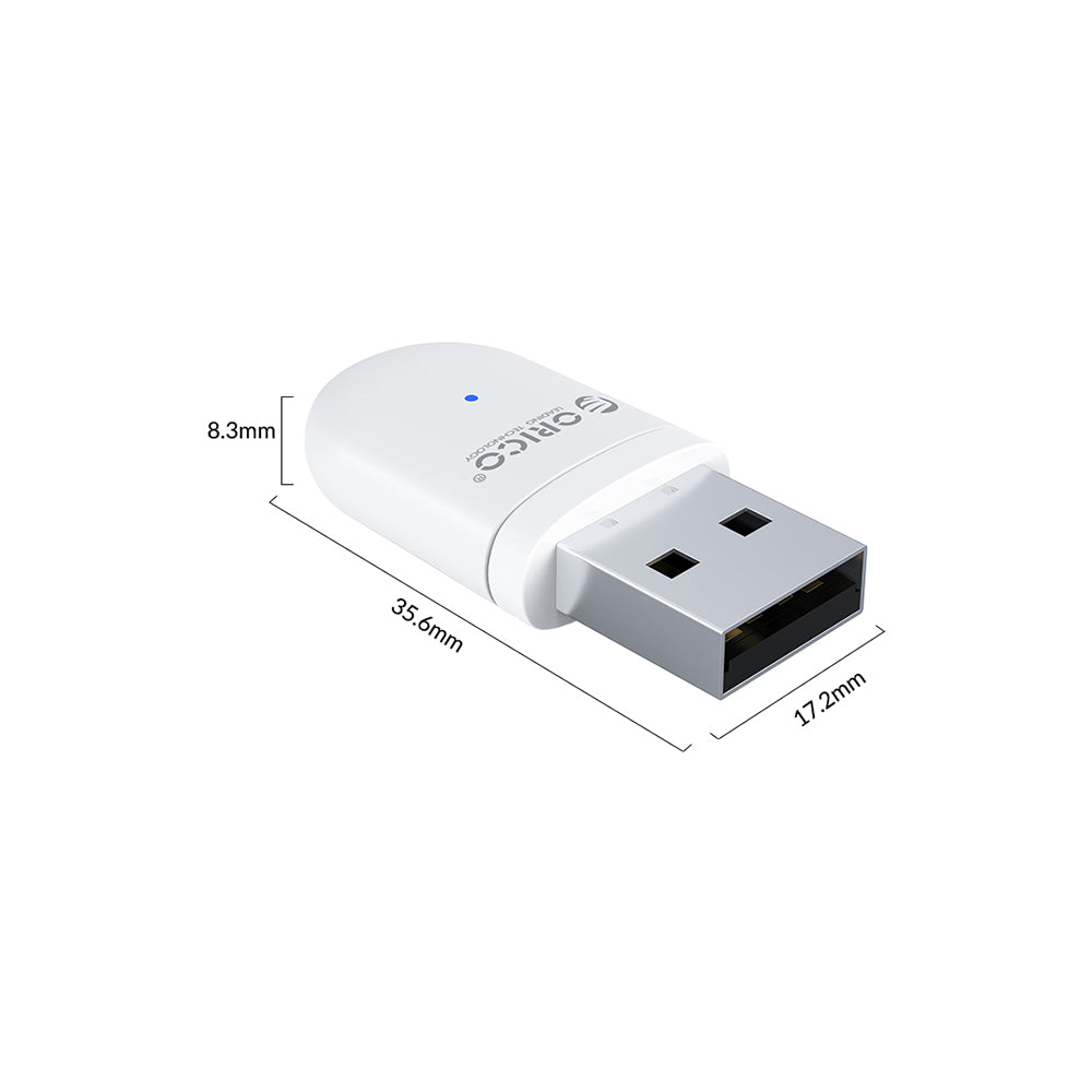 ORICO Bluetooth 5.0 Extender Dongle Adapter Fast Pairing with 20M Max Distance and 3Mbps Transfer Rate for Wireless Connection Plug & Play for Speaker Controller | White | BTA-SW01