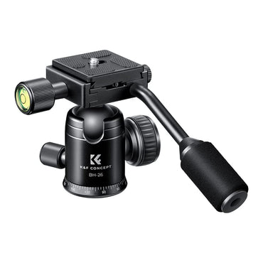 K&F Concept BH-26 360 Degree 26mm Panoramic Ball Head Mount with QR Quick Release Plate, 1/4" Bolt and 8kg Max Load for Tripod Monopod and Slide Rack (Black, Gray) KF31-049 KF31-049V1