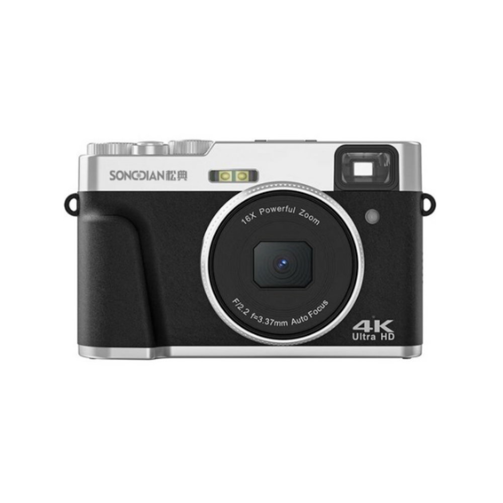 SONGDIAN DC202L 48MP Vintage Digital Camera 4K UHD Retro Style w/ Optical Viewfinder, AF Autofocus, 16x Zoom, Built-in Flash, Hot Shoe Mount, 2.8" IPS LCD Display, 3.5mm / USB Type-C / MINI HDMI Ports for Point & Shoot Photography | Brown, Black