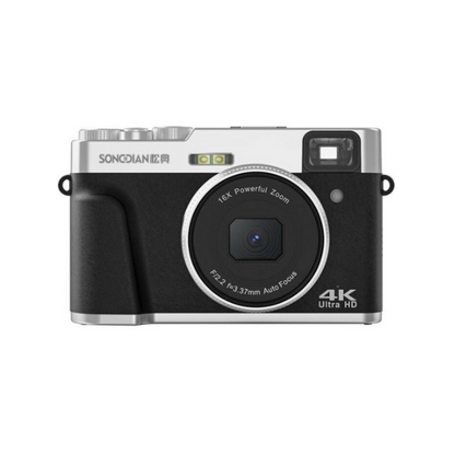 SONGDIAN DC202L 48MP Vintage Digital Camera 4K UHD Retro Style w/ Optical Viewfinder, AF Autofocus, 16x Zoom, Built-in Flash, Hot Shoe Mount, 2.8" IPS LCD Display, 3.5mm / USB Type-C / MINI HDMI Ports for Point & Shoot Photography | Brown, Black