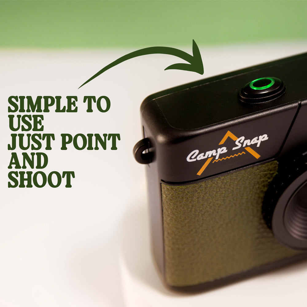 Camp Snap Version 103B Vintage Style Screen-Free Digital Camera Point & Shoot with 8MP Sensor, Rechargeable Battery 500 Max Shots per Single Charge, Internal 4GB MicroSD Card Slot Max 2000 Shots and LED Flash with Controls for Photography
