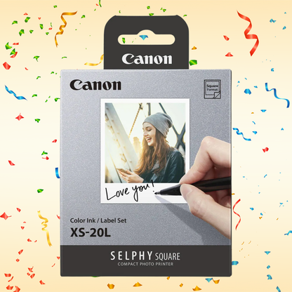 Canon XS-20L Color Ink & Label Set (20 Sheets) Sticker Photo Paper for SELPHY QX Series Printers
