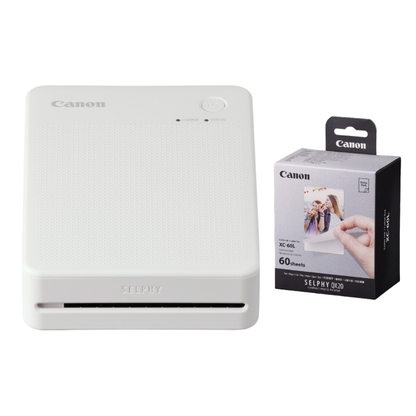 Canon SELPHY QX20 Portable Wi-Fi Photo Printer Starter Kit with XC-20L / XC-60L Ink & Sticker Photo Paper Set