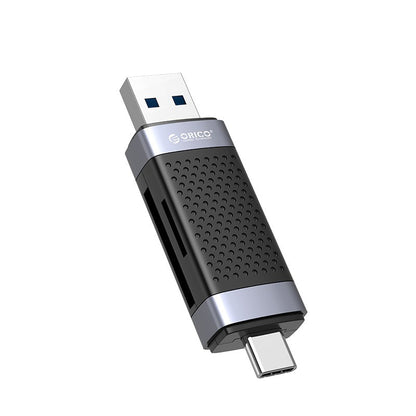 ORICO 2-in-1 SD / microSD Card Dual Port to USB 2.0 + Type C Card Reader with 480Mbps Fast Data Transfer Rate, microSD, MicroSDHC, MicroSDCX Slot for Smartphones, PC, Tablet, Laptop | CD2D-AC2