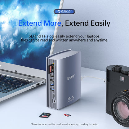 [CLEARANCE] ORICO USB 3.0 15-in-1 Multifunctional Docking Station with 10Gbps Type C Input, 4K 60Hz UHD, Support Apple M1, PD 100W, 5Gbps USB-C, USB-A 3.0, 480Mbps USB-A 2.0, 3.5mm AUX, 1000Mbps Ethernet, SD & TF Card Slot | CDH-15N