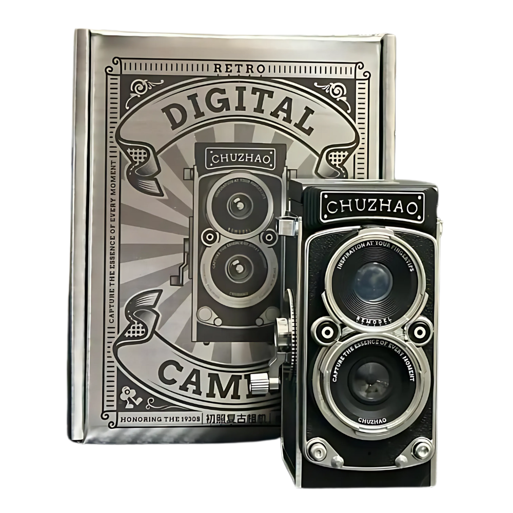 CHUZHAO 12MP TLR Digital Twin Lens Reflex Retro Style Toy Camera with 1080p FHD Video, 1.54" Top View IPS HD Screen, 32GB MicroSD Storage, USB Type-C Port, Rechargeable Li-ion Battery for Still Shots, Videography, Vintage Aesthetic
