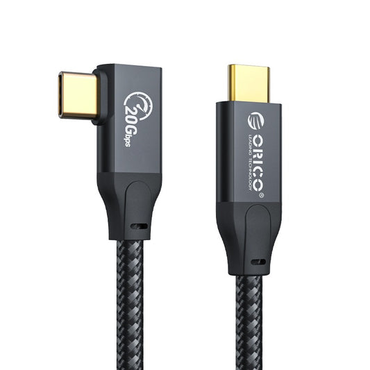 ORICO CL32 (0.5m / 1m / 2m / 3m / 5m) USB Type C 3.2 Gen2x2 Right to Straight Angle Fast Charging Data Cable with 20Gbps High-Speed Transmission Rate, PD 100W QC4 4K 60Hz Video, Aluminum Alloy for Smartphones, MacBook, Tablet, PC