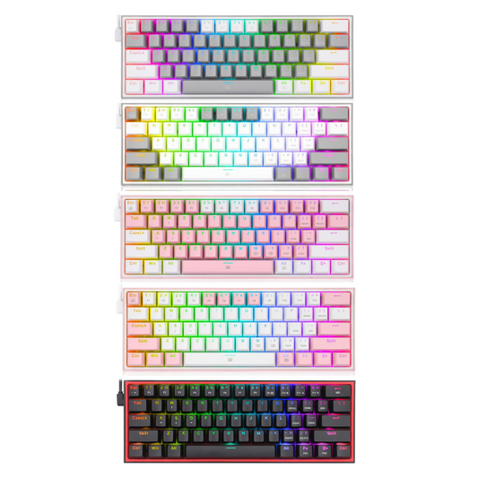 Redragon K617 Fizz 60 Keys Compact USB Wired TKL Tenkeyless Mechanical Gaming Keyboard RGB (Red Switches, Linear) Dust-Proof Hot Swappable for Mac, Windows, PC, Computer, Laptop (Black, Grey/White, Pink/White, White/Grey, White/Pink)