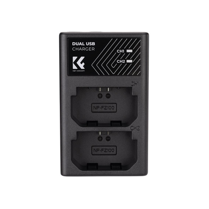 K&F Concept NP-FZ100 (3-Pack / 2-Pack) 2280mAh Rechargeable Camera Battery Replacement and Triple / Dual Slot Charger Display Kit with USB Type-C / Micro B Input Fast Charging Ports for Selected Sony Cameras