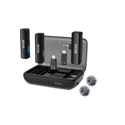 Boya BOYALINK Dual-Channel Wireless Microphone System 2.4GHz with HD Noise Cancellation, 100m Wireless Range, 30 Hrs Ultra-Long Battery Life for Android, iPhone, iPad, Camera, Live Streaming, Vlog, TikTok, Video Recording