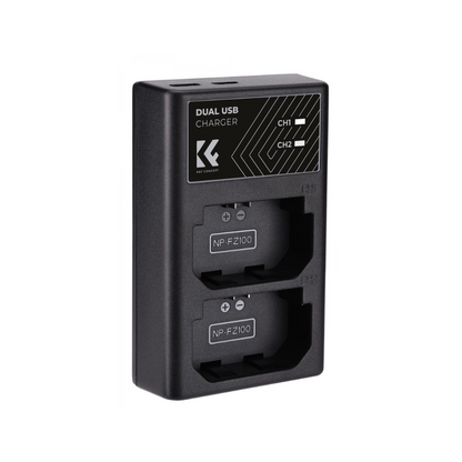 K&F Concept NP-FZ100 (3-Pack / 2-Pack) 2280mAh Rechargeable Camera Battery Replacement and Triple / Dual Slot Charger Display Kit with USB Type-C / Micro B Input Fast Charging Ports for Selected Sony Cameras