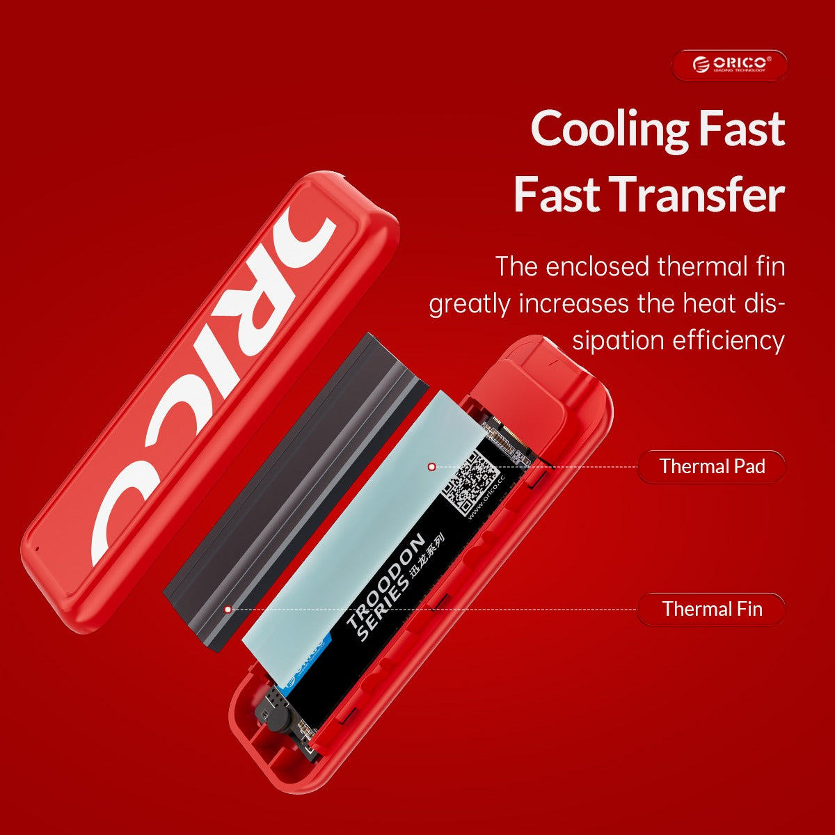 [CLEARANCE] ORICO CPM2C3 SATA to USB 3.1 Gen.1 M.2 SSD Enclosure Tool-Free with 0.3m Multi-Purpose Type C to Type C/USB-C to USB-A Cable, 6Gbps Fast Data Transfer Rate, 4TB Supported Capacity for Windows, macOS, Linux (Red)