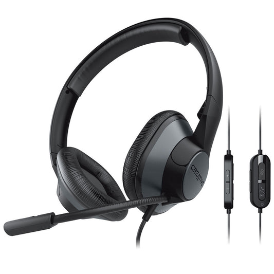 Creative HS-720 V2 USB Digital Audio Wired On-ear Headset with Noise-Cancelling Condenser Boom Mic, In-Line Microphone & Headphone Controls, Foam Padded Earmuffs for Video Calls & Conferencing, PC, Laptop Computer, Windows & macOS | EF0960
