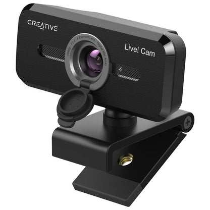 Creative Live! Cam Sync V2 1080P 2MP USB 2.0 Webcam with Auto Mute & Noise Cancellation, Built-In Dual Microphones, Camera Privacy Lens Cover, Clip & Screw Mount for Video Conference & Calls, PC, Laptop, Computer, Windows, macOS, Chrome OS
