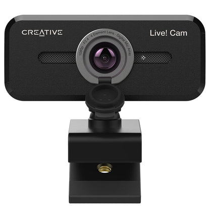 Creative Live! Cam Sync V2 1080P 2MP USB 2.0 Webcam with Auto Mute & Noise Cancellation, Built-In Dual Microphones, Camera Privacy Lens Cover, Clip & Screw Mount for Video Conference & Calls, PC, Laptop, Computer, Windows, macOS, Chrome OS