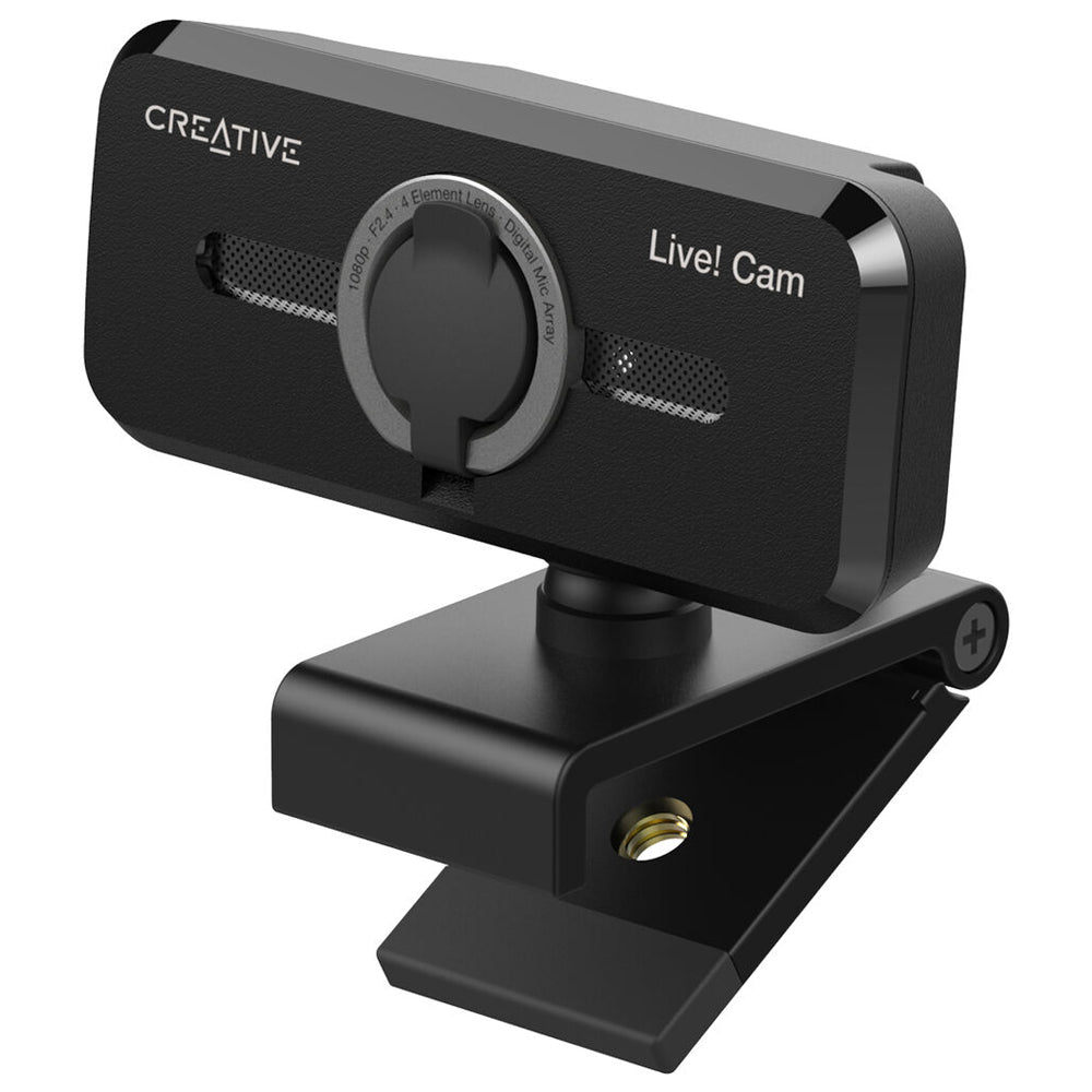 Creative Live! Cam Sync V2 1080P 2MP USB 2.0 Webcam with Auto Mute & Noise Cancellation, Built-In Dual Microphones, Camera Privacy Lens Cover, Clip & Screw Mount for Video Conference & Calls, PC, Laptop, Computer, Windows, macOS, Chrome OS