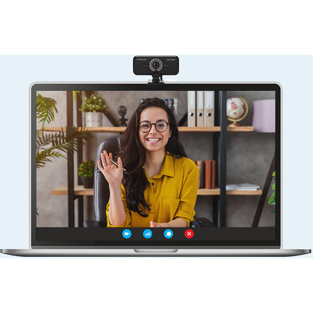 Creative Live! Cam Sync V2 1080P 2MP USB 2.0 Webcam with Auto Mute & Noise Cancellation, Built-In Dual Microphones, Camera Privacy Lens Cover, Clip & Screw Mount for Video Conference & Calls, PC, Laptop, Computer, Windows, macOS, Chrome OS