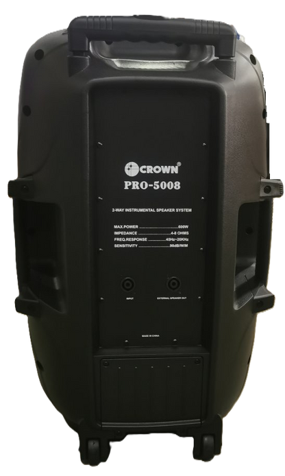Crown 600W 15" 2-Way Baffle Passive Portable Trolley Speaker for Indoor and Outdoor Use | PRO-5008