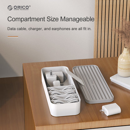 [CLEARANCE] ORICO Data Charging Cable Storage Box Electronic Accessories Organizer with Stackable Design, Individual Divider for Space-saving Desk Organization, Power Adapter, Memory Card | CSB-18