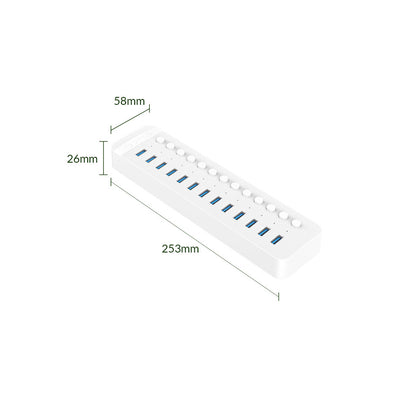 [CLEARANCE] ORICO 13 Port USB-A 3.0 Hub with Individual Switch, 5Gbps Transfer Rate, BC 1.2 Charging and Blue LED Power Indicator | CT2U3-13AB-US