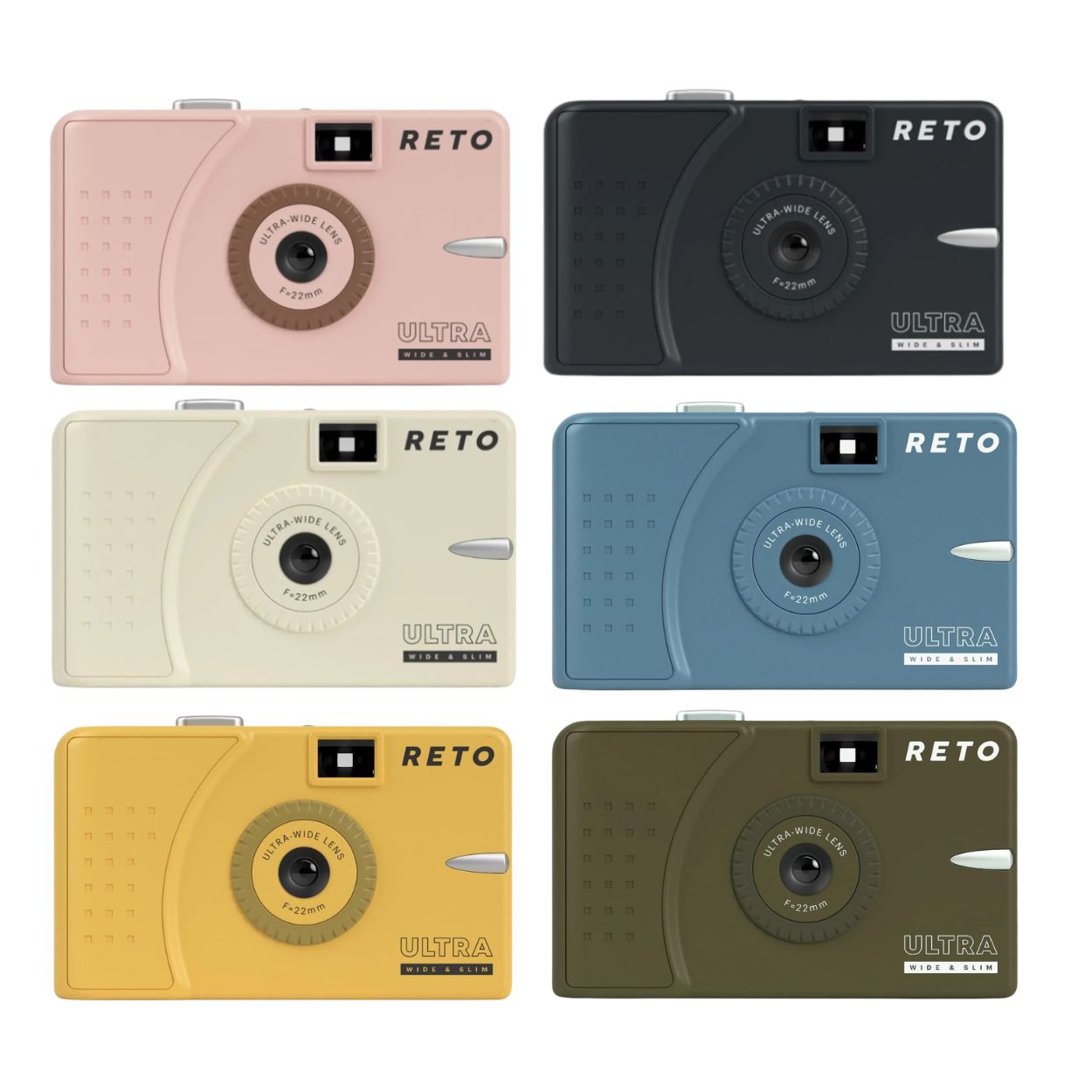 RETO Ultra Wide & Slim Film Camera with 22mm Ultra-Wide-Angle Lens, 135 35mm Film Format, Point and Shoot for Photography | Pastel Pink