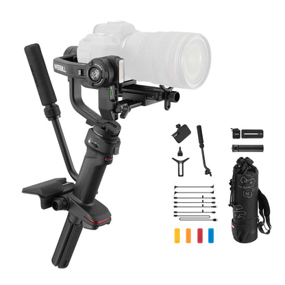 Zhiyun Weebill 3 Camera 3-Axis Handheld Gimbal Stabilizer with Built-in Bi-Color LED Fill Light & Noise Cancelling Hi-Fi Microphone, 21 Hours Battery Life, Dual Quick Release Plate System, PD Fast Charging, Multifunction Control Wheel