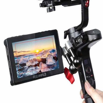 FEELWORLD F5 PRO V4 PROX 6 / 5.5 Inches Camera Field Monitor 3D LUT 450 / 1600-nit Full-HD IPS LCD Touch Screen Display Panel with 4K UHD HDMI Input & Output Loop, L-Series Battery Plate, Cold Shoe Tilt Arm for DSLR, SLR, Mirrorless Camera