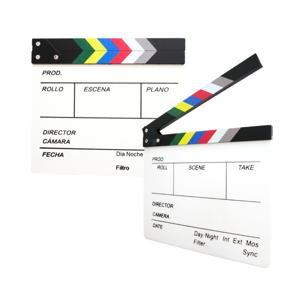 Cinepro 30 x 27cm | 20 x 20cm Acrylic / Wood Movie Film Clapper Board Directors Slate with Colored Stripe Stick
