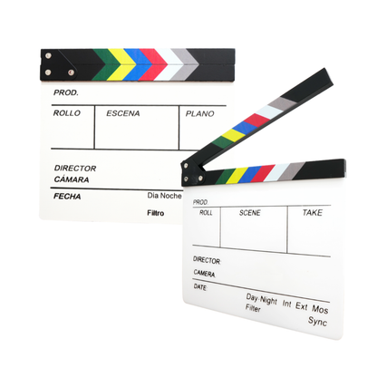 Cinepro 30 x 27cm | 20 x 20cm Acrylic / Wood Movie Film Clapper Board Directors Slate with Colored Stripe Stick